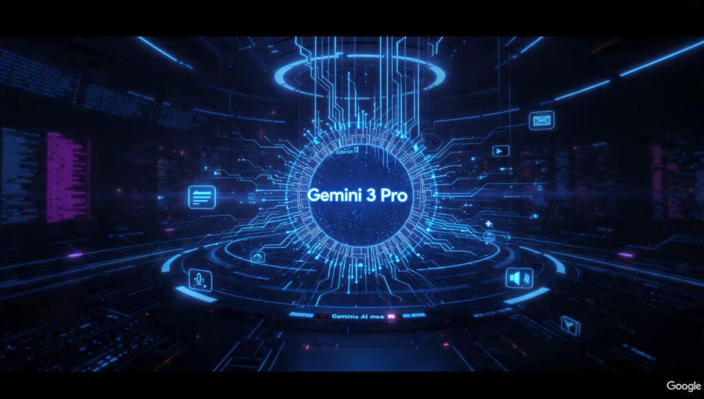 futuristic ai interface glowing with blue and