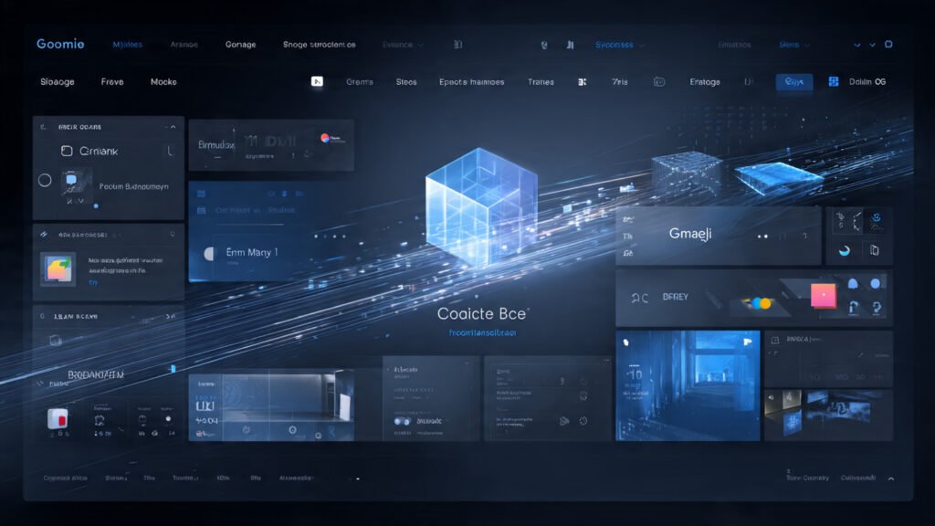 a sleek high tech editorial illustration of google